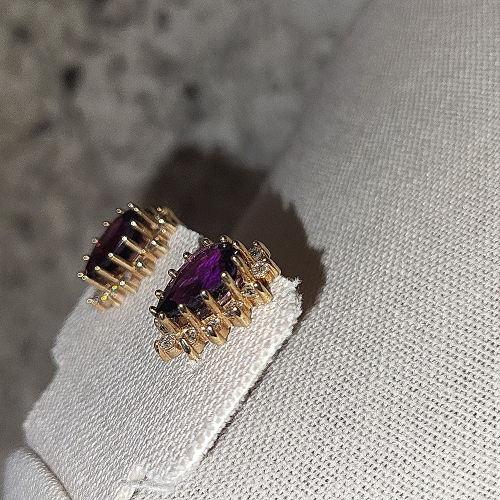 Genuine 14K Yellow Gold, Diamonds, & Amethyst Fine Jew… - Picture 6 of 16